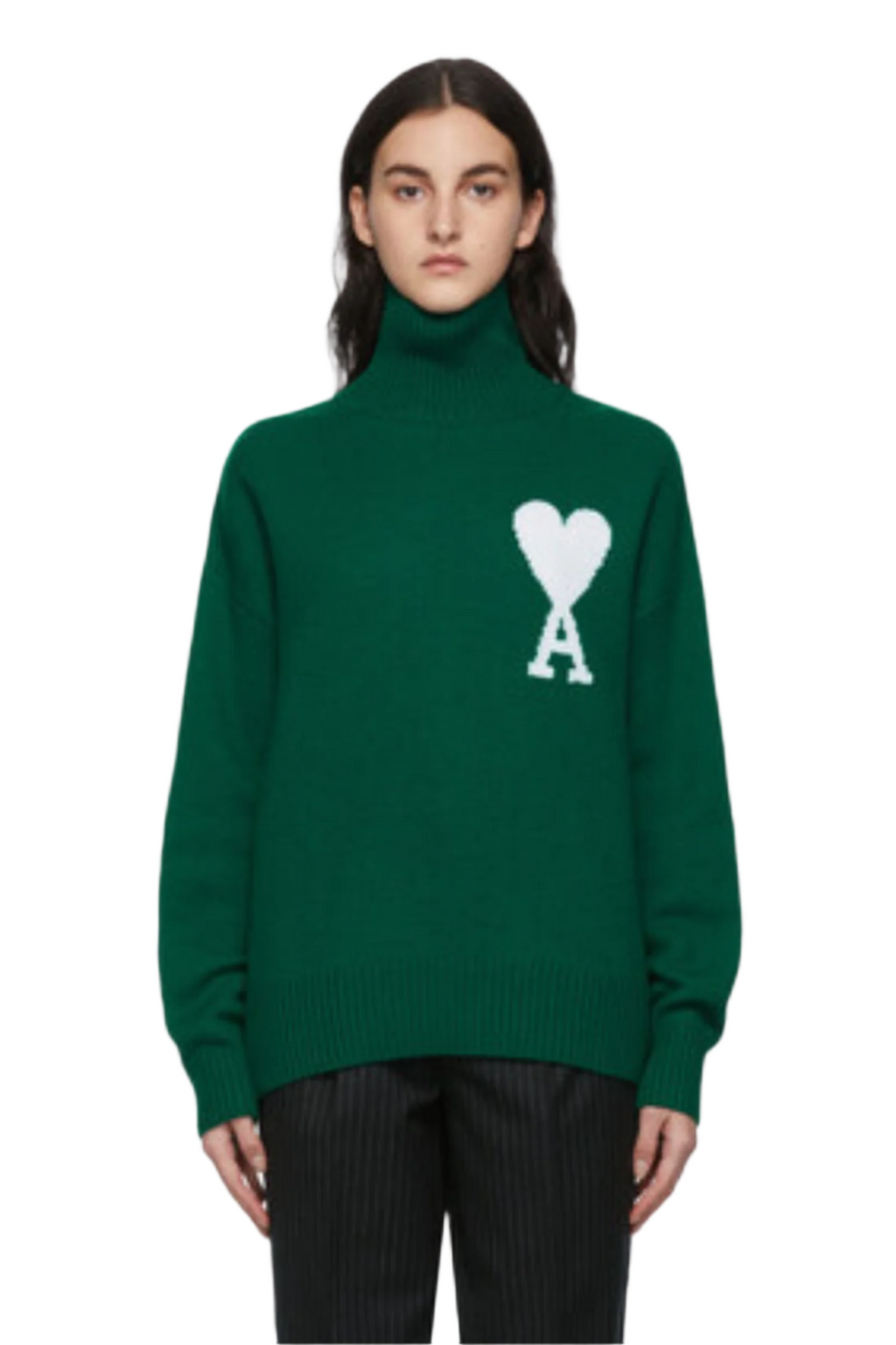Ami Paris Светр з монограмою Ami de Coeur H20HK009.018-GREEN
