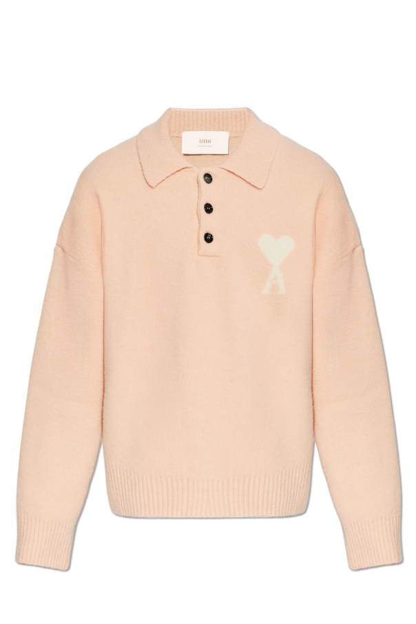 Ami Alexandre Mattiussi Pink Polo Sweater With Logo