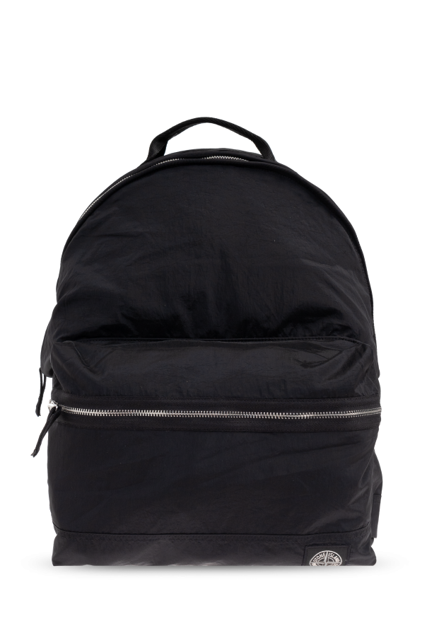 Stone Island Black Backpack With Logo