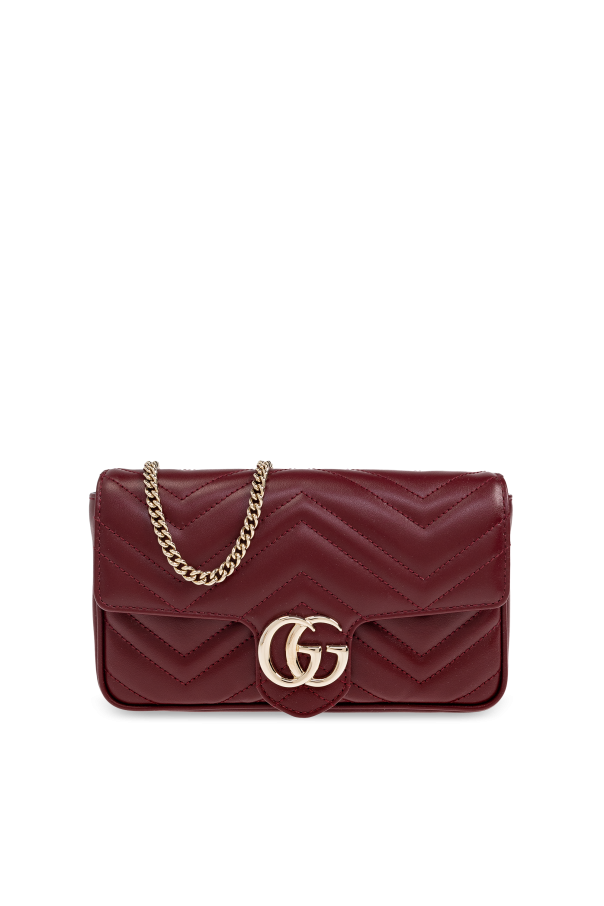 Gucci Burgundy Shoulder Bag GG Marmont Super Mini
