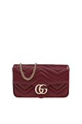 Gucci Burgundy Shoulder Bag GG Marmont Super Mini