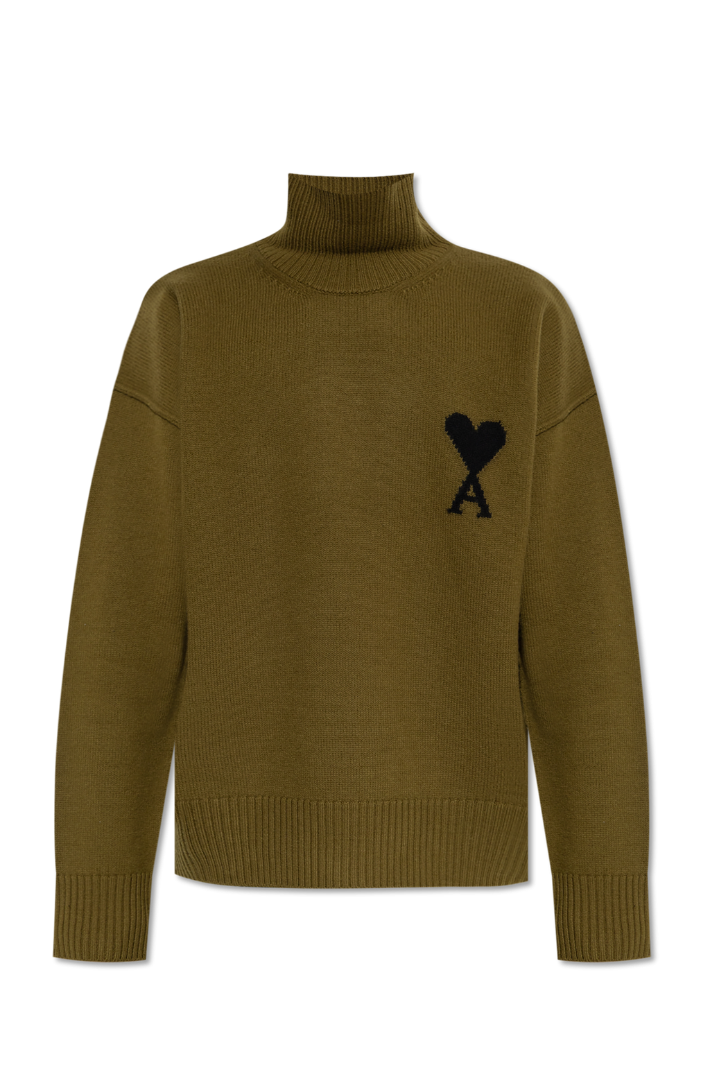 Ami Alexandre Mattiussi Green Turtleneck With Logo