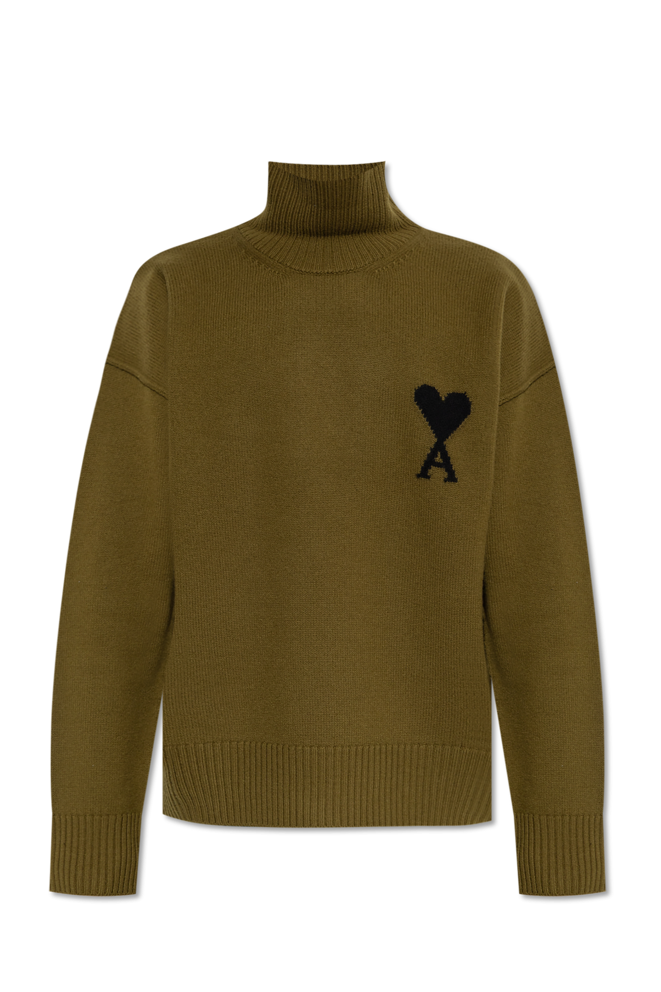 Ami Alexandre Mattiussi Green Turtleneck With Logo