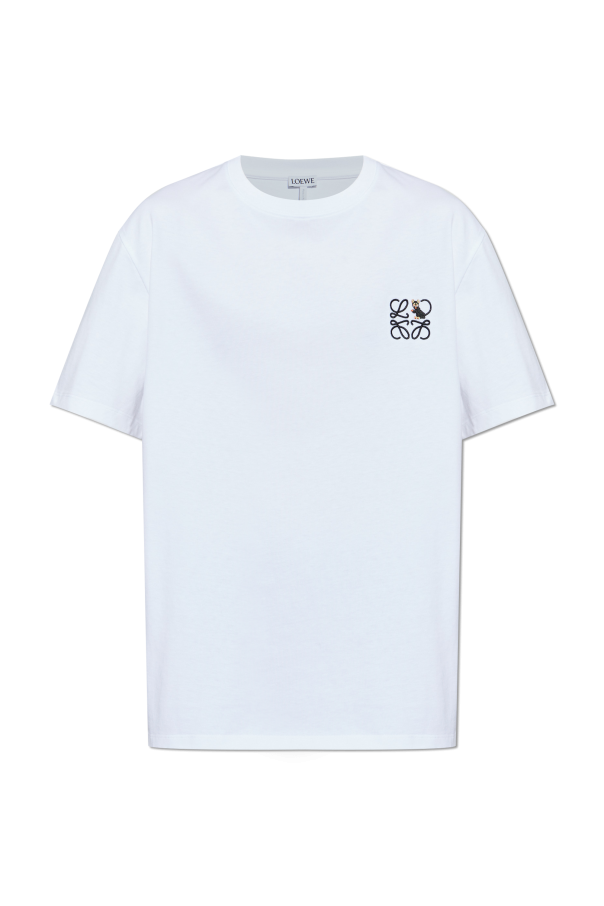 Loewe White T-Shirt With Embroidered Logo