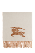 Burberry Cream Cashmere Scarf With Logo