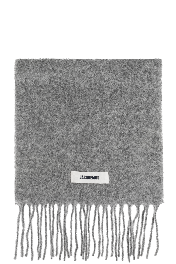 Jacquemus Grey Scarf With Logo Patch