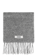 Jacquemus Grey Scarf With Logo Patch