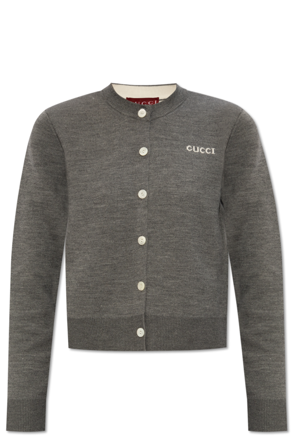 Gucci Grey Cardigan With Logo