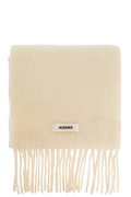 Jacquemus Cream Scarf With Logo Patch