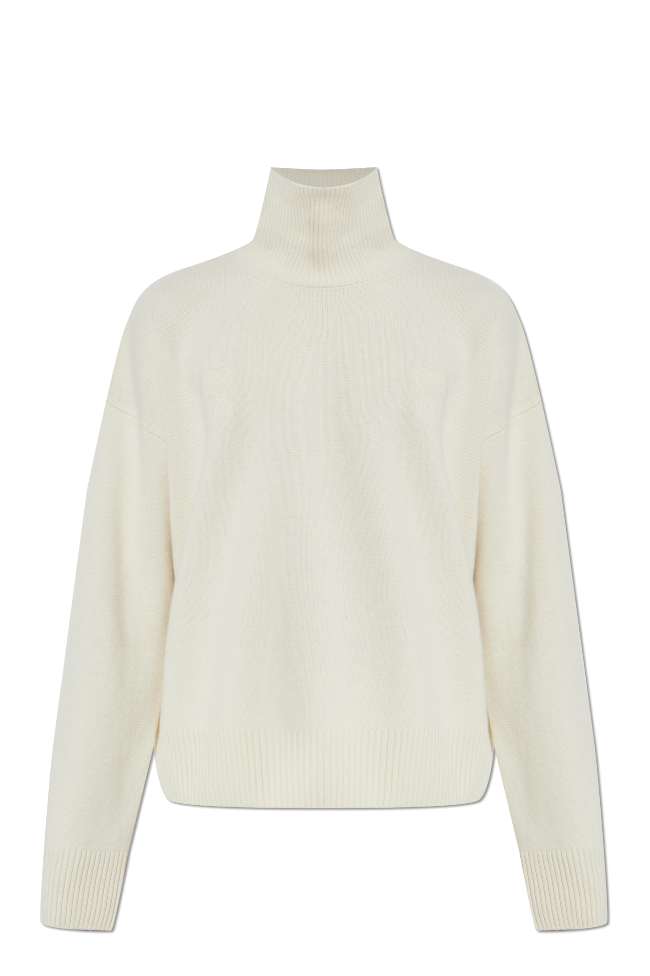 Ami Alexandre Mattiussi Cream Wool Turtleneck With Logo