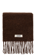 Jacquemus Brown Scarf With Logo Patch