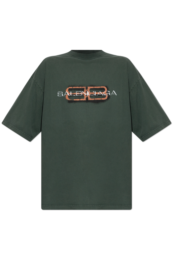 Balenciaga Green T-Shirt With Crumpled Effect
