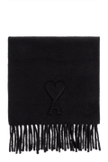 Ami Alexandre Mattiussi Black Wool Scarf With Fringes