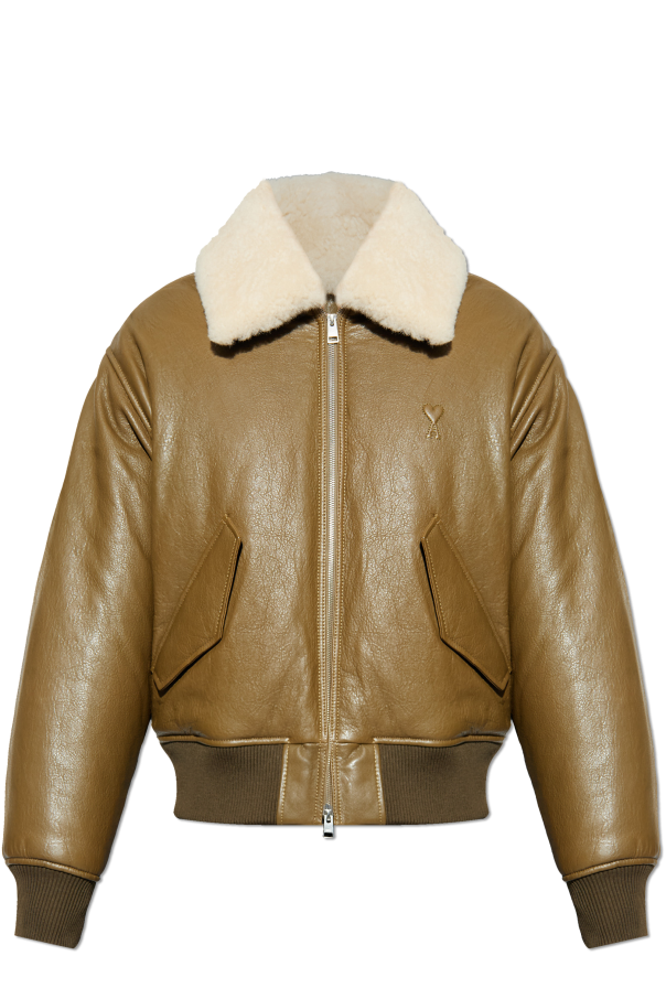 Ami Alexandre Mattiussi Brown Leather Jacket