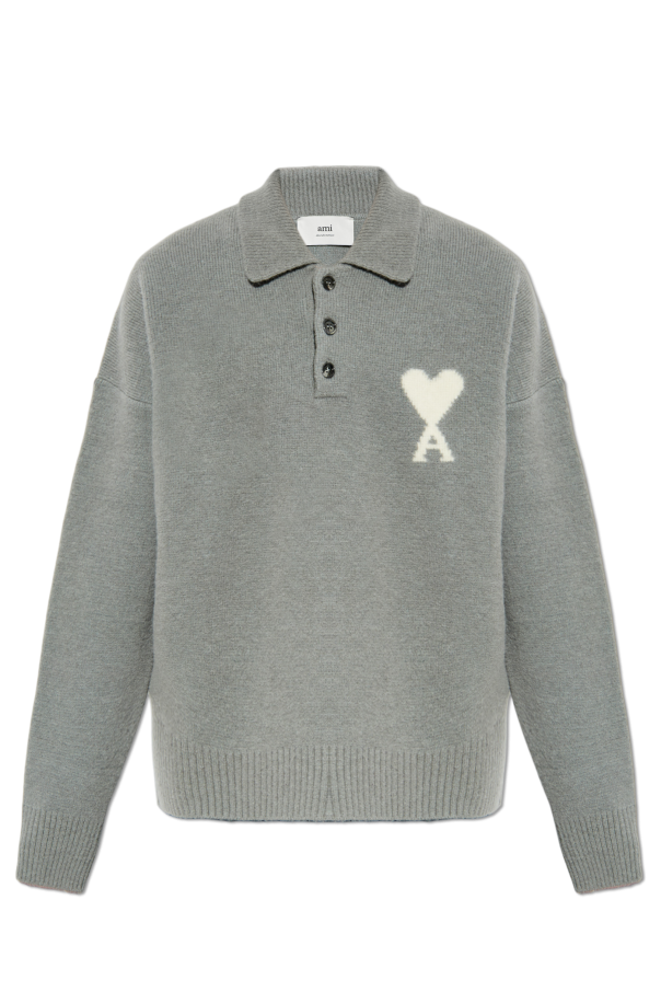 Ami Alexandre Mattiussi Grey Cardigan With Logo