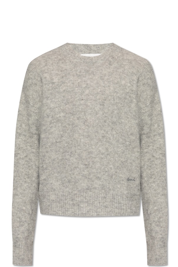 Ami Alexandre Mattiussi Grey Wool Sweater With Logo