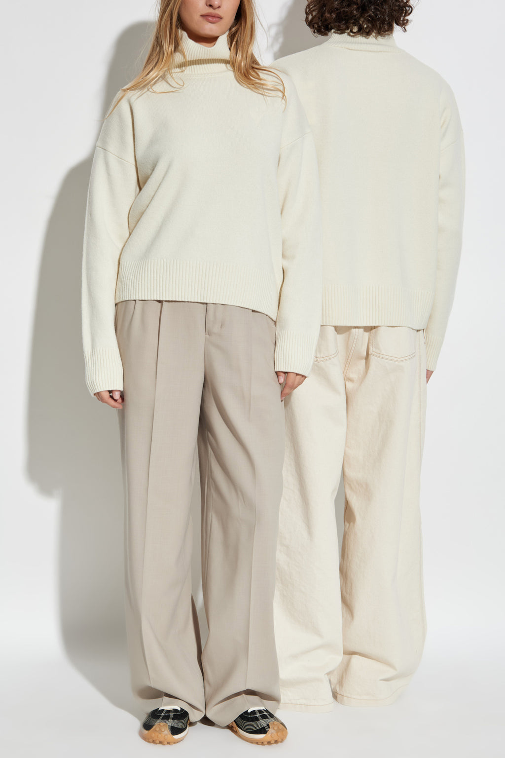 Ami Alexandre Mattiussi Cream Wool Turtleneck With Logo