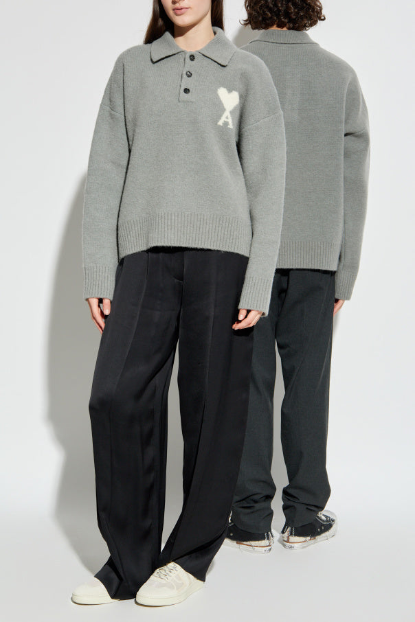 Ami Alexandre Mattiussi Grey Cardigan With Logo