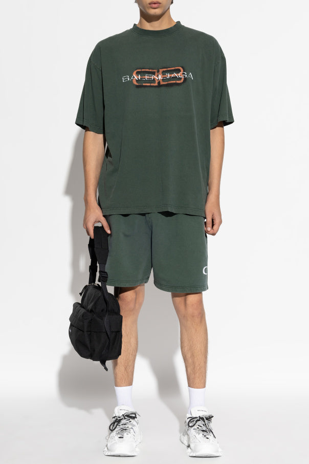 Balenciaga Green T-Shirt With Crumpled Effect