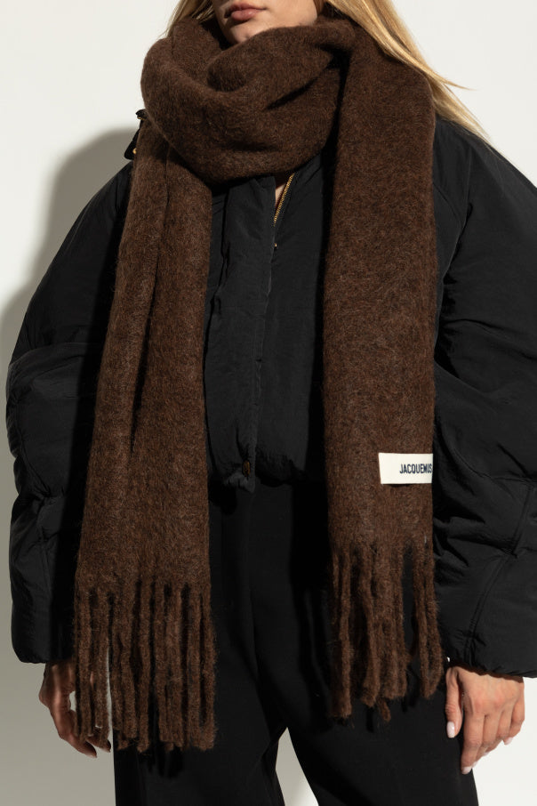 Jacquemus Brown Scarf With Logo Patch