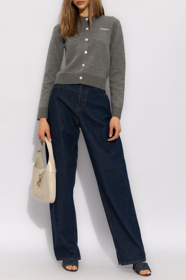 Gucci Grey Cardigan With Logo