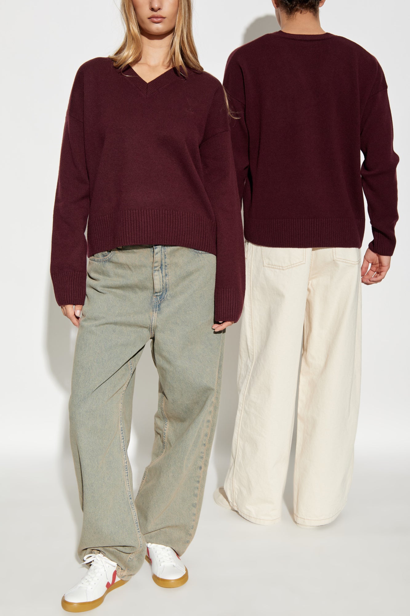 Ami Alexandre Mattiussi Burgundy Wool Sweater