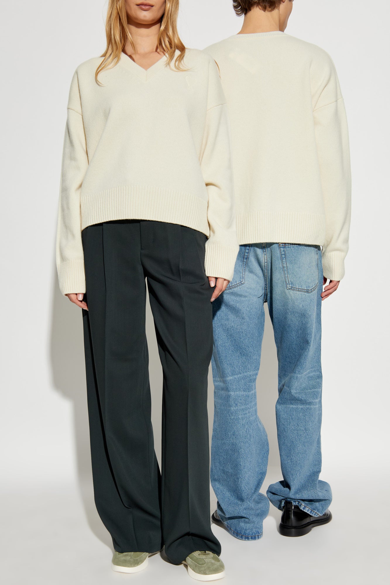 Ami Alexandre Mattiussi Cream Sweater With Logo