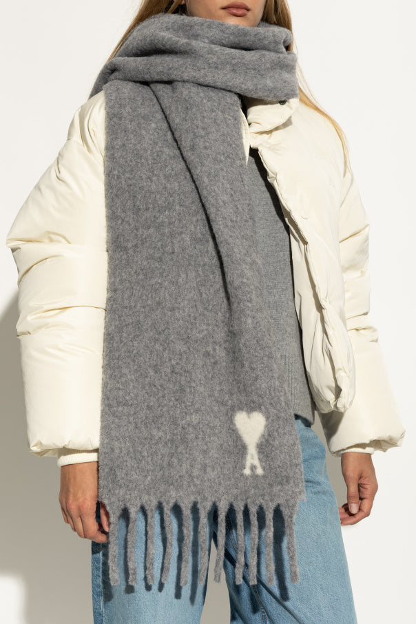 Ami Alexandre Mattiussi Grey Scarf With Logo