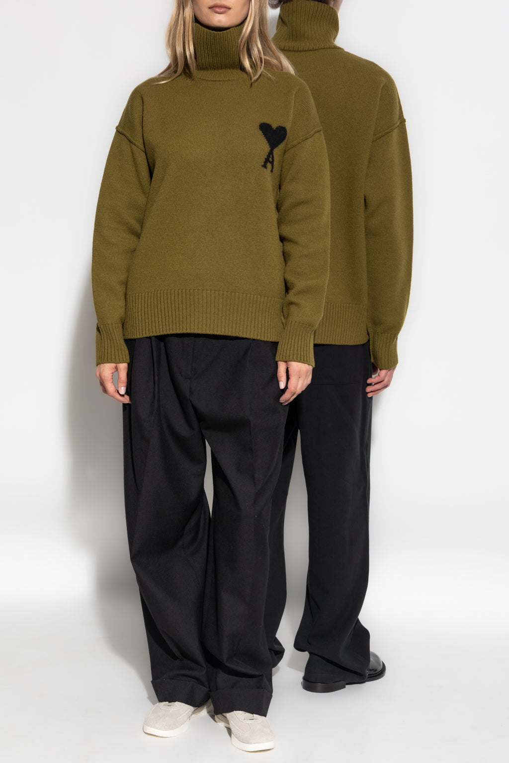 Ami Alexandre Mattiussi Green Turtleneck With Logo