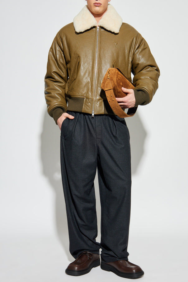 Ami Alexandre Mattiussi Brown Leather Jacket