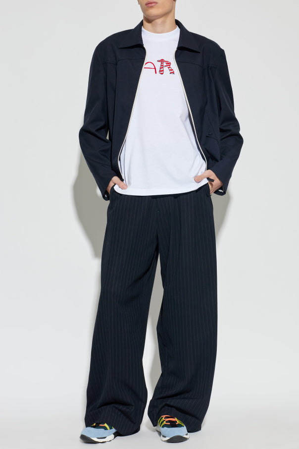 Marni White T-Shirt With A Logo And Velvet Finish