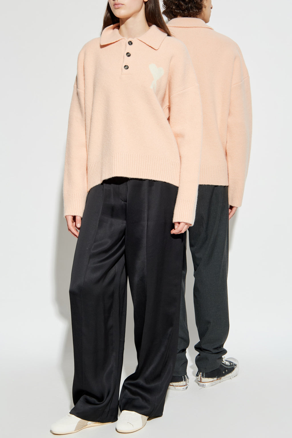 Ami Alexandre Mattiussi Pink Polo Sweater With Logo