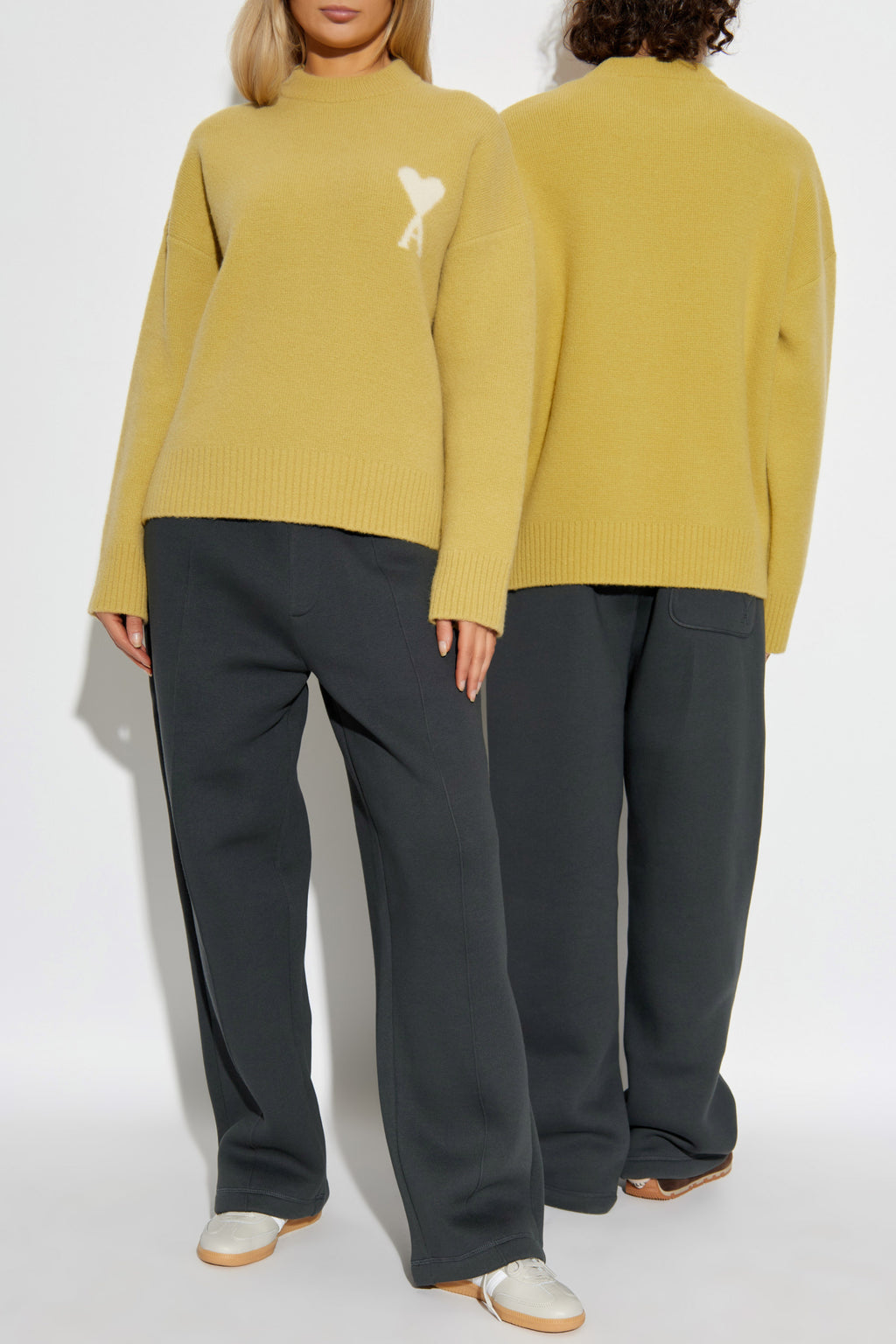 Ami Alexandre Mattiussi Yellow Wool Sweater With Logo