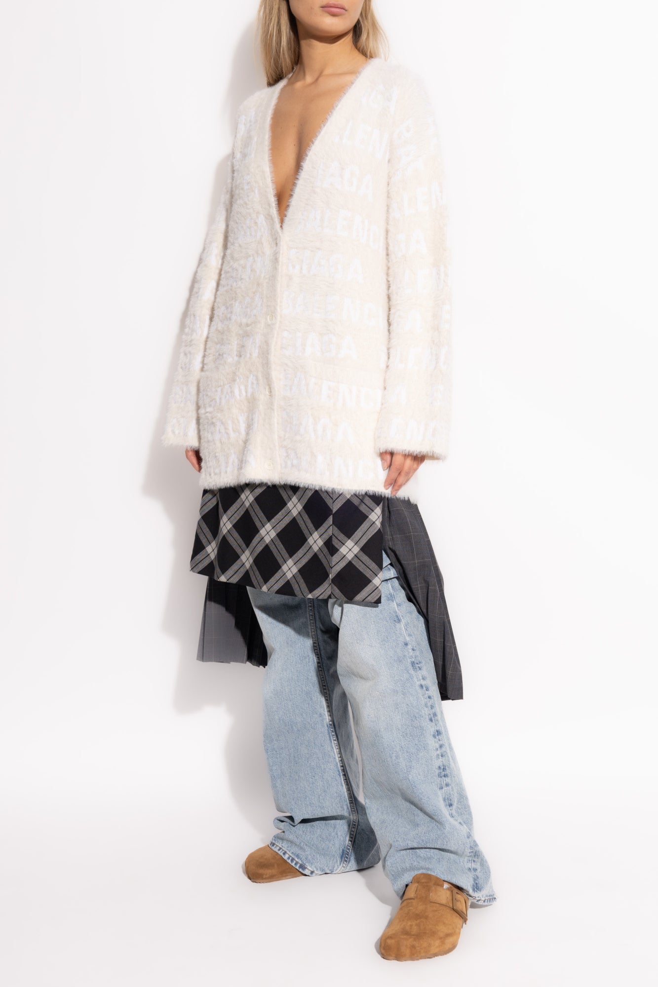 Balenciaga Cream Cardigan With Monogram