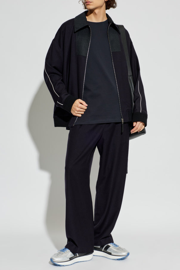 Loewe Navy Blue T-Shirt With Embroidered Logo