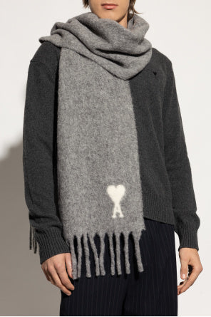 Ami Alexandre Mattiussi Grey Scarf With Logo