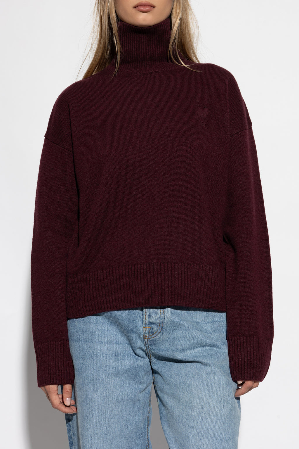 Ami Alexandre Mattiussi Burgundy Wool Turtleneck