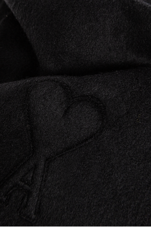 Ami Alexandre Mattiussi Black Wool Scarf With Fringes