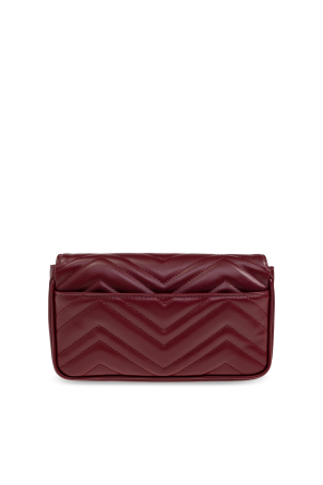 Gucci Burgundy Shoulder Bag GG Marmont Super Mini