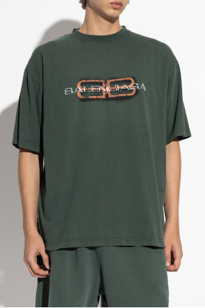 Balenciaga Green T-Shirt With Crumpled Effect