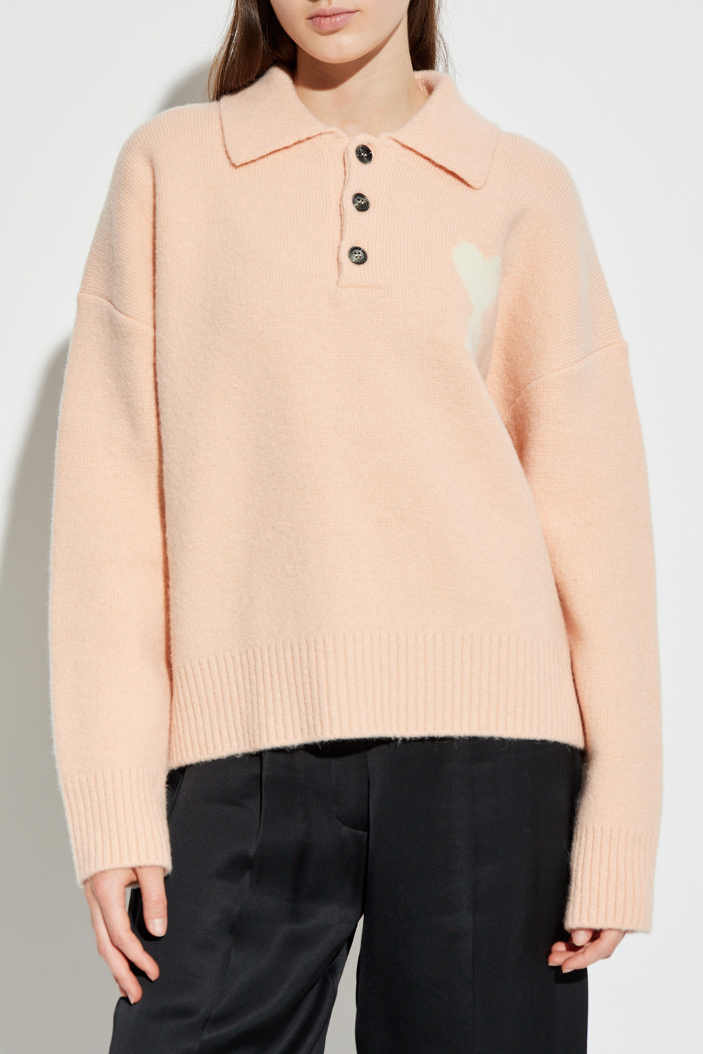 Ami Alexandre Mattiussi Pink Polo Sweater With Logo