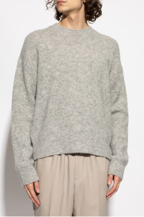 Ami Alexandre Mattiussi Grey Wool Sweater With Logo