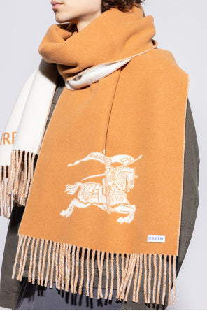 Burberry Cream Cashmere Scarf With Logo