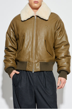 Ami Alexandre Mattiussi Brown Leather Jacket
