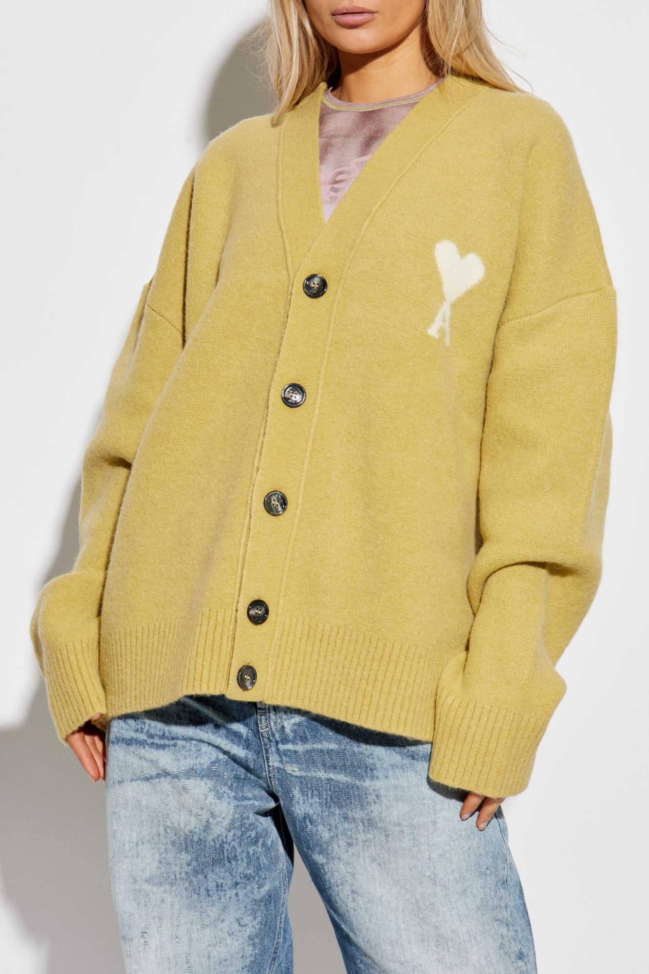 Ami Alexandre Mattiussi Green Cardigan With Logo