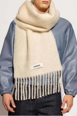 Jacquemus Cream Scarf With Logo Patch