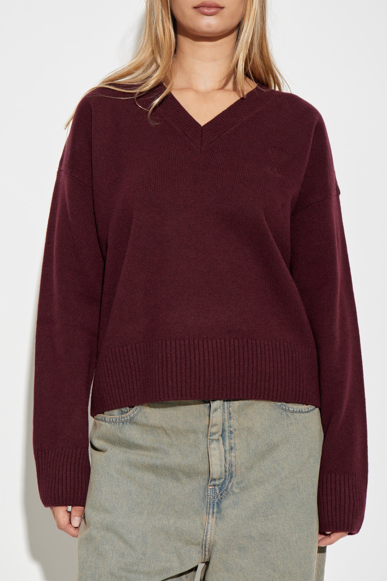 Ami Alexandre Mattiussi Burgundy Wool Sweater