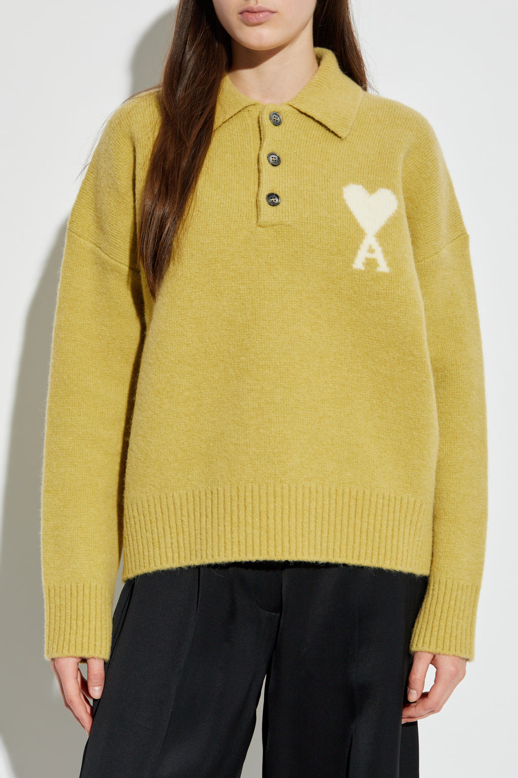 Ami Alexandre Mattiussi Green Polo Sweater With Logo