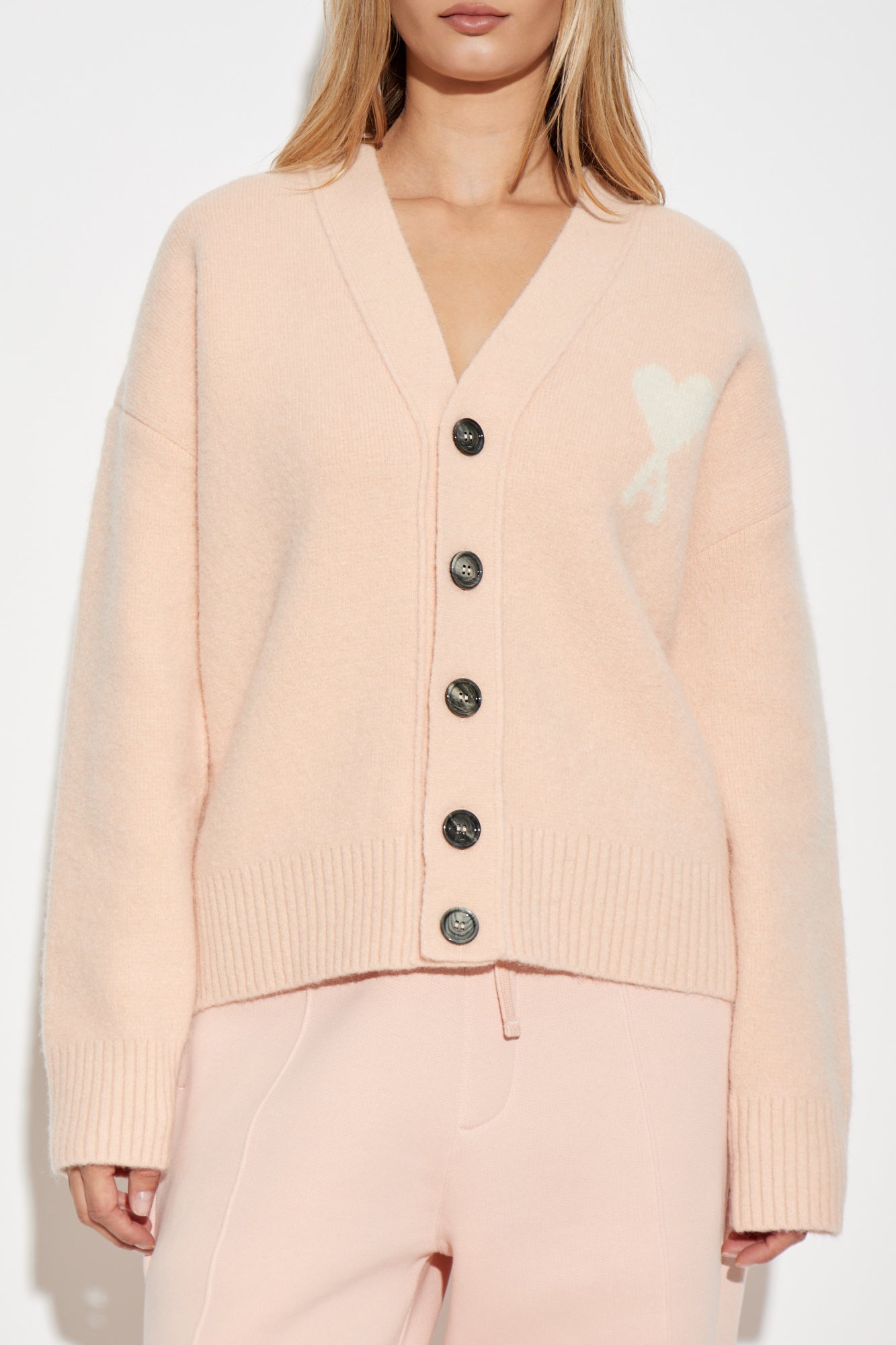 Ami Alexandre Mattiussi Pink Cardigan With Logo