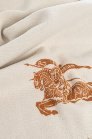 Burberry Cream Cashmere Scarf With Logo